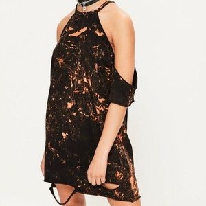 Missguided Cold Shoulder Distressed Washed Dress